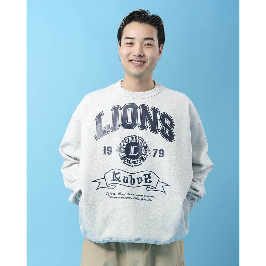 KEBOZ×LIONS SWEAT CREWNECK GRAY M