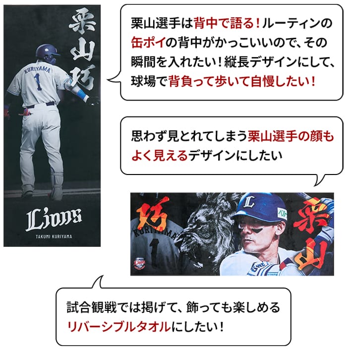 受注生産】ファン共創 栗山選手 リバーシブルフェイスタオル[受付期間