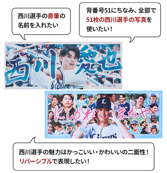 受注生産】ファン共創 西川選手 リバーシブルフェイスタオル: タオル