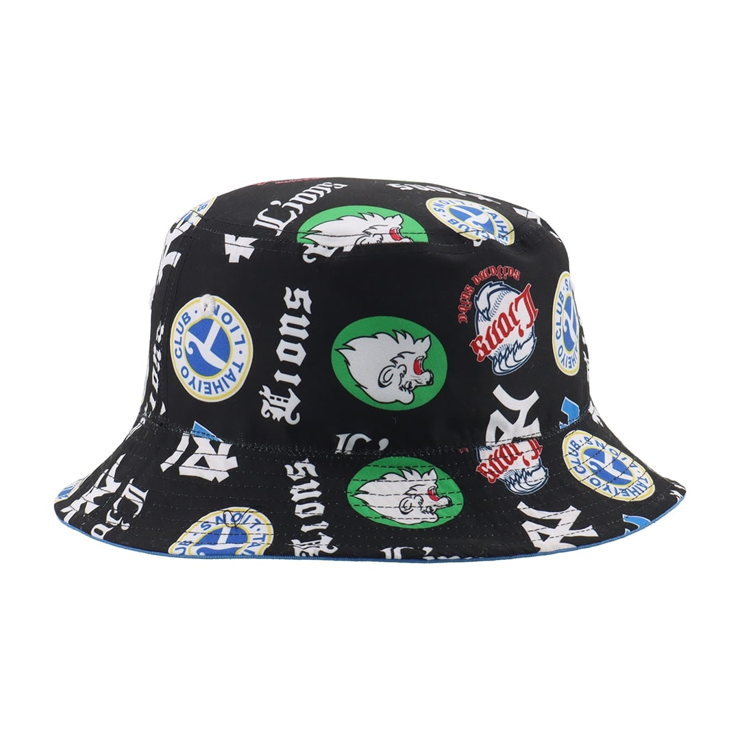 NEW ERA×LIONS BUCKET01 REVERSIBLE BLUE×ALLOVER BLACK(M/L
