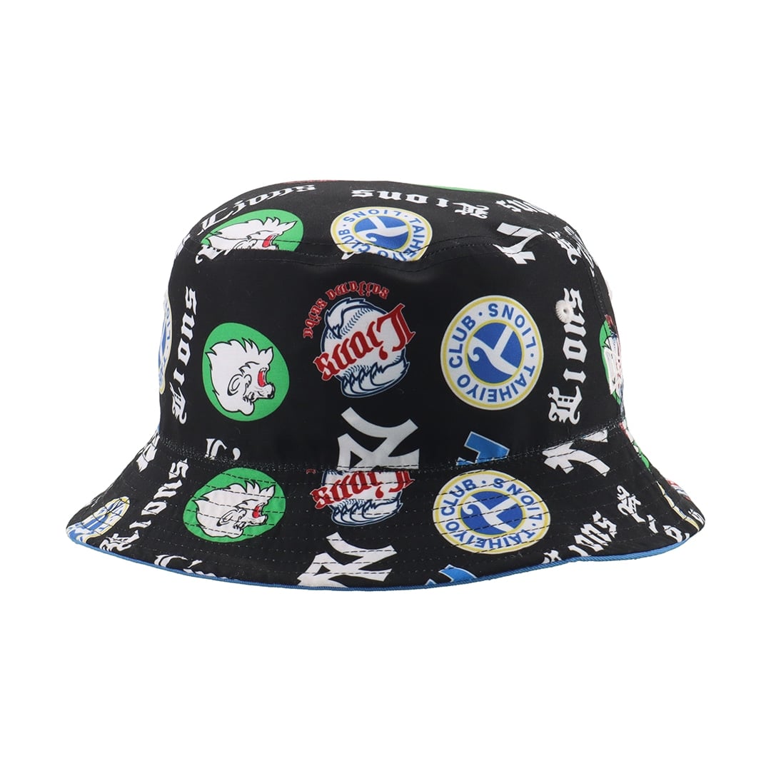 NEW ERA×LIONS BUCKET01 REVERSIBLE BLUE×ALLOVER BLACK L/XL