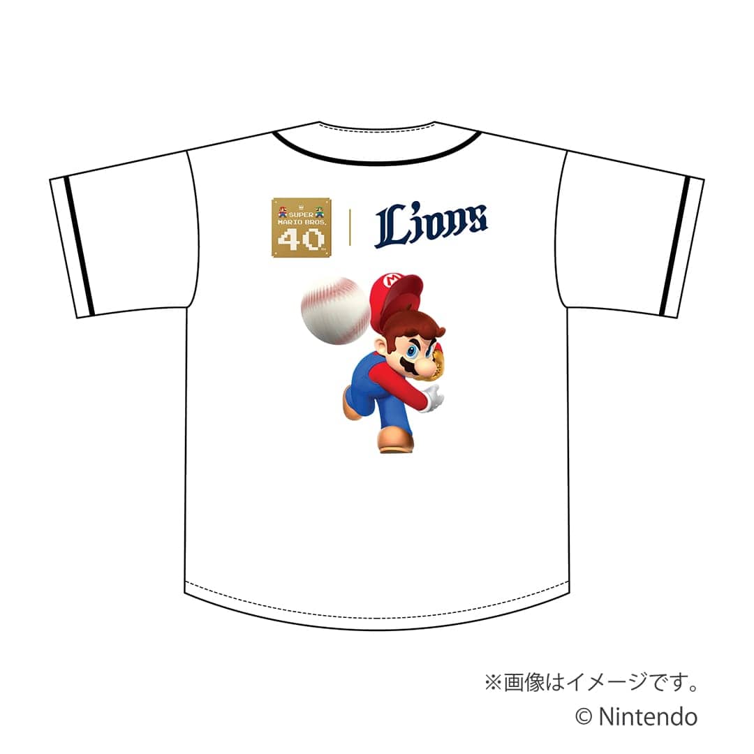 スーパーマリオブラザーズ40周年】ベースボールシャツ L(ライオンズVer