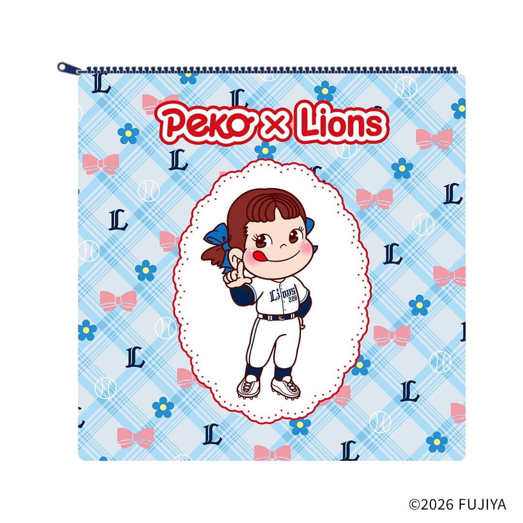 Peko×Lions フラットポーチ