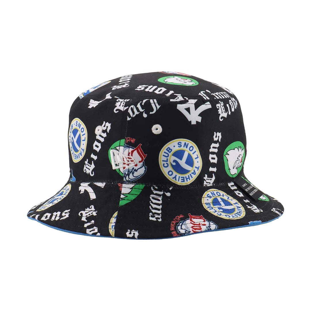 NEW ERA×LIONS BUCKET01 REVERSIBLE BLUE×ALLOVER BLACK L/XL