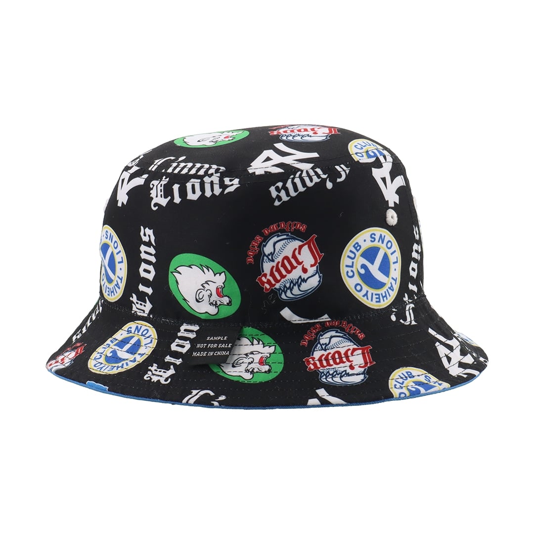 NEW ERA×LIONS BUCKET01 REVERSIBLE BLUE×ALLOVER BLACK L/XL