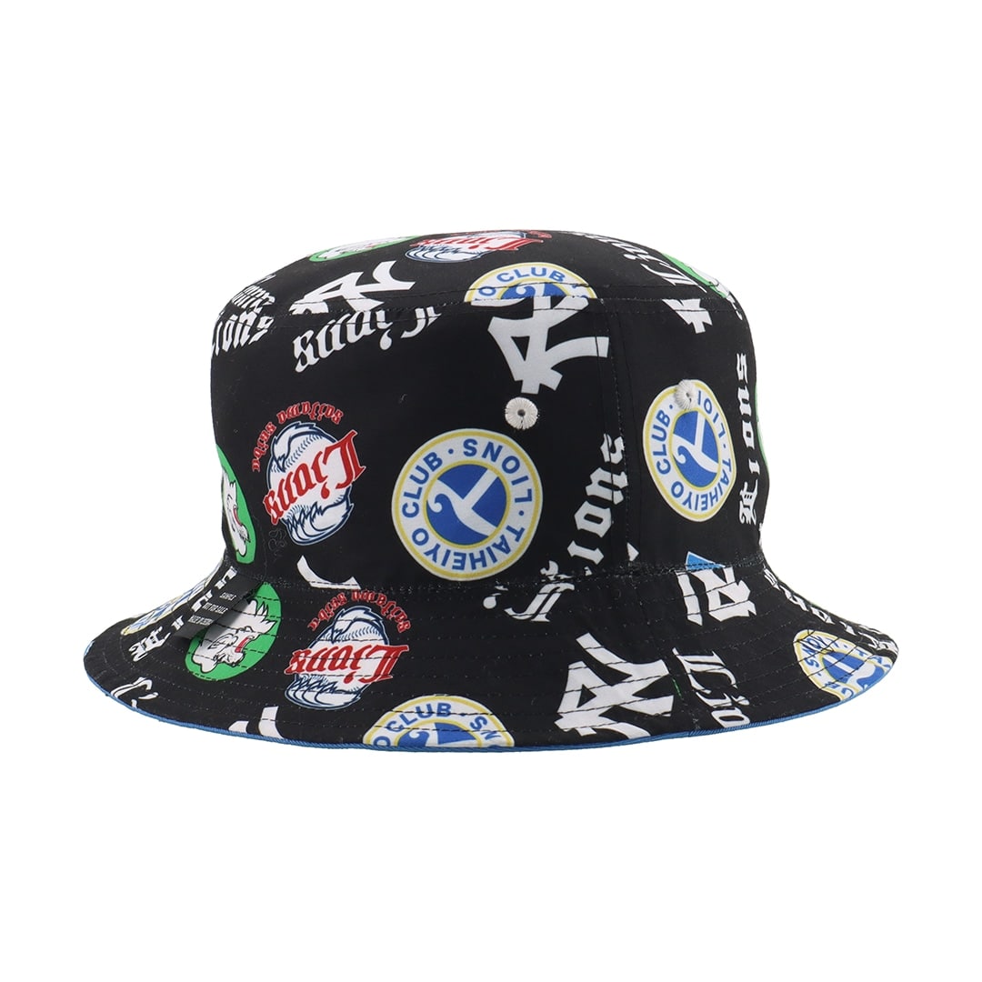 NEW ERA×LIONS BUCKET01 REVERSIBLE BLUE×ALLOVER BLACK L/XL