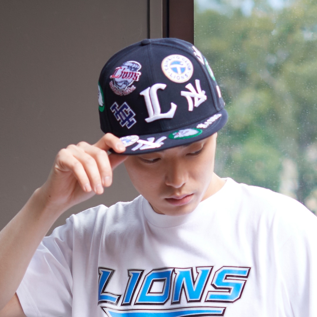 NEW ERA×LIONS 59FIFTY  ALL OVER LOGO NAVY 7 1/4