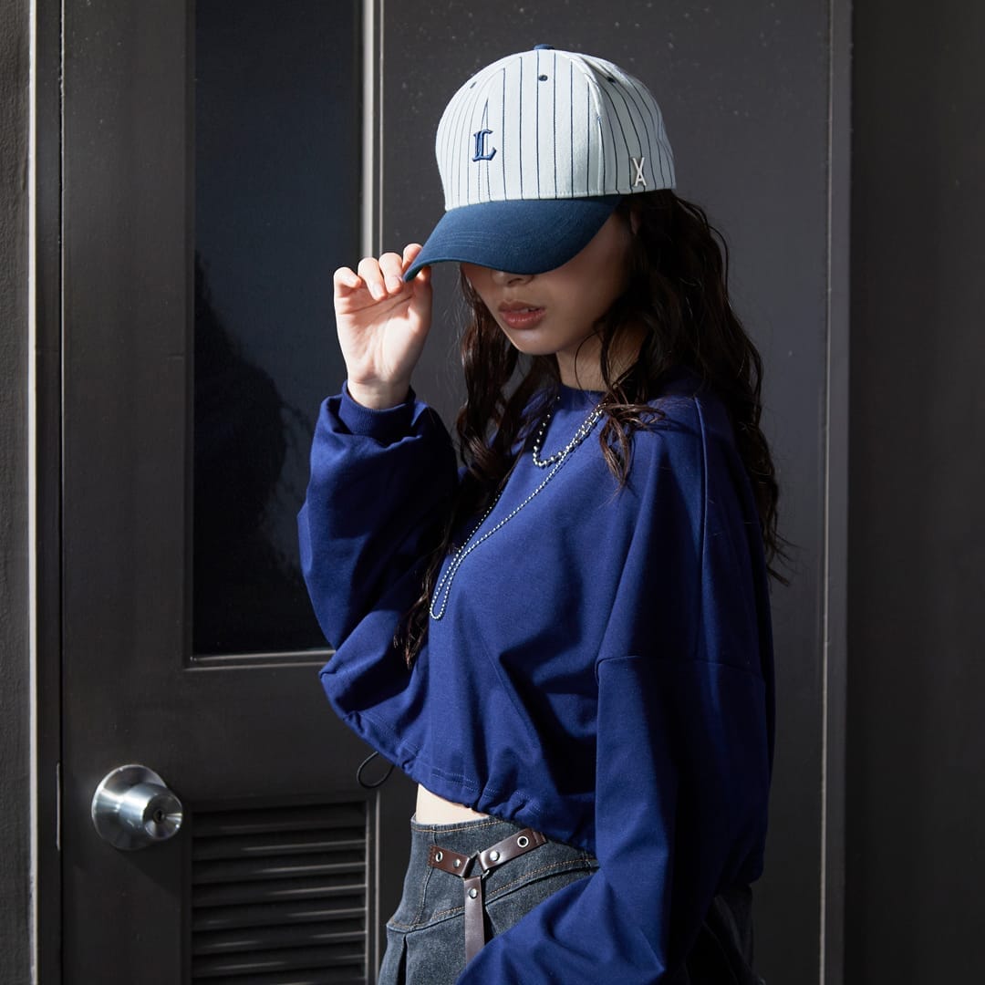 【予約】VARZAR×LIONS Pinstripe Mini Logo Stud Overfit Ball Cap