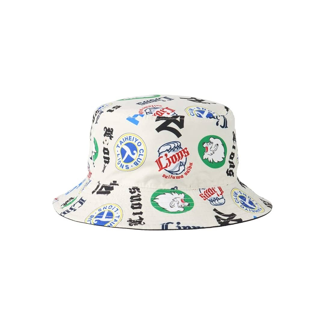 人気が高い  NEW ERA×LIONS BUCKET01 REVERSIBLE ALLOVER NAVY(ML): キャップ 応援ユニフォーム、ウエア