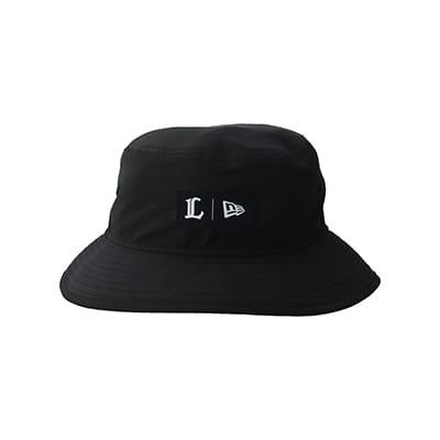 NEW ERA×LIONS BUCKET01 REVERSIBLE INITIAL WORDMARK NAVY: キャップ 