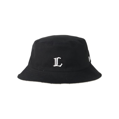 NEW ERA×LIONS BUCKET01 埼玉西武ライオンズ バケットハット NEW ERA×LIONS BUCKET01 WORDMARK ALLOVER NAVY: キャップ