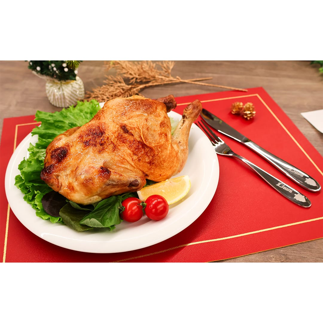 ライオンズクリスマスチキン(丸鶏一羽)オリジナルナイフ・フォーク付き